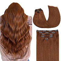 Maxita Clip In Hair Extensions Real Human Hair 75G 5Pcs Bronzed Amber 14 Inch Remy Human Hair Extensions Clip In Straight Hair E