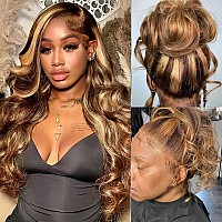 Atilck 360 Lace Front Wigs Human Hair Full Lace Human Hair Wigs Ombre Lace Front Wigs Human Hair 180 Density 427 Colored Honey