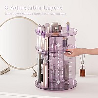 Rotating Makeup Organizer For Vanity Diy Adjustable Tray Spinning Skincare Organizers Countertop Cosmetic Display Case With Pe