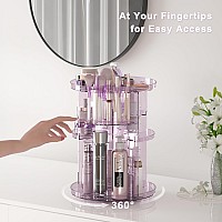 Rotating Makeup Organizer For Vanity Diy Adjustable Tray Spinning Skincare Organizers Countertop Cosmetic Display Case With Pe