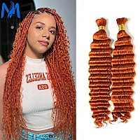 Ginger 350 100 Human Braiding Hair For Boho Braids Bohemian Knotless Wet And Wavy Deep Wave Curly Curls Bulk Human Hair No Weft