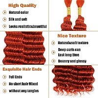 Ginger 350 100 Human Braiding Hair For Boho Braids Bohemian Knotless Wet And Wavy Deep Wave Curly Curls Bulk Human Hair No Weft