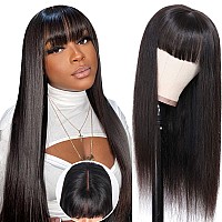 Ruiyu Wig With Bangs Human Hair 180 Density 2X4 Lace Closure Wigs Human Hair Wigs With Bangs Straight Glueless Ready To Wear An