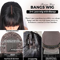 Ruiyu Wig With Bangs Human Hair 180 Density 2X4 Lace Closure Wigs Human Hair Wigs With Bangs Straight Glueless Ready To Wear An