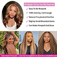 Atilck 360 Lace Front Wigs Human Hair Full Lace Human Hair Wigs Ombre Lace Front Wigs Human Hair 180 Density 427 Colored Honey