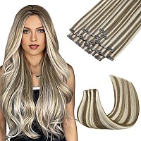 Maxita Clip In Hair Extensions Real Human Hair150G 7Pcs Platinum Blonde Bronde 22 Inchremy Clip In Hair Extensions Seamless Cl