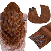 Maxita Hair Extensions Clip In Human Hair120G 7Pcs Bronzed Amber 22 Inchclip In Hair Extensions Real Human Hair Extensions Nat