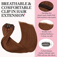 Maxita Hair Extensions Clip In Human Hair120G 7Pcs Bronzed Amber 22 Inchclip In Hair Extensions Real Human Hair Extensions Nat