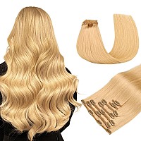 Maxita Hair Extensions Clip In Human Hair120G 7Pcs Beige Blonde 18 Inchclip In Hair Extensions Real Human Hair Extensions Natu