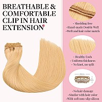 Maxita Hair Extensions Clip In Human Hair120G 7Pcs Beige Blonde 18 Inchclip In Hair Extensions Real Human Hair Extensions Natu