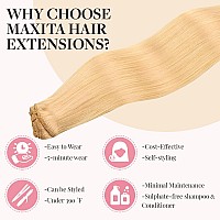 Maxita Hair Extensions Clip In Human Hair120G 7Pcs Beige Blonde 18 Inchclip In Hair Extensions Real Human Hair Extensions Natu