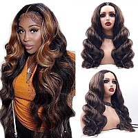 Xagujpo 20Inch Fb30 Body Wave V Part Wig Human Hair Beginner Friendly No Sew In Upgrade U Part Wig Human Hair Balayage Highligh