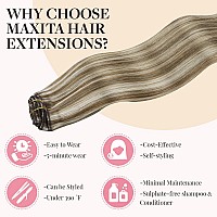 Maxita Hair Extensions Clip In Human Hair120G 7Pcs Platinum Blonde Bronde 18 Inchclip In Hair Extensions Real Human Hair Exten