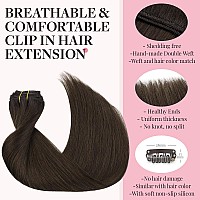 Maxita Hair Extensions Clip In Human Hair120G 7Pcs Mocha Brown 22 Inchclip In Hair Extensions Real Human Hair Extensions Natur