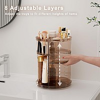 Rotating Makeup Organizer Countertop Diy Adjustable Trays Spinning Skincare Organizers Cosmetic Display Shelf With Perfume B