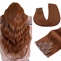 Maxita Clip In Hair Extensions Real Human Hair110G 7Pcs Bronzed Amber 16 Inchseamless Hair Extensions Clip In Human Hair Strai