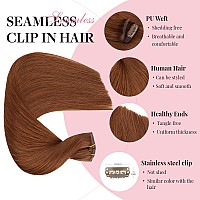 Maxita Clip In Hair Extensions Real Human Hair110G 7Pcs Bronzed Amber 16 Inchseamless Hair Extensions Clip In Human Hair Strai