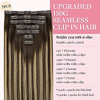 Maxita Clip In Hair Extensions Real Human Hair130G 7Pcs Mocha Brown To Bleach Blonde 18 Inchseamless Clip In Extensions Natura