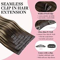 Maxita Clip In Hair Extensions Real Human Hair130G 7Pcs Mocha Brown To Bleach Blonde 18 Inchseamless Clip In Extensions Natura