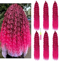 Maysa Hot Pink Ocean Wave Crochet Hair Wavy Crochet Hair 30 Inch Curly Crochet Synthetic Hair Extensions For Women 6Packs Tbhot