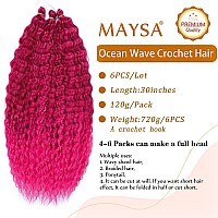 Maysa Hot Pink Ocean Wave Crochet Hair Wavy Crochet Hair 30 Inch Curly Crochet Synthetic Hair Extensions For Women 6Packs Tbhot