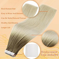 Full Shine Seamless Human Hair Extensions Tape In Color Ash Brown Ombre Blonde Balayage Natural Invisible Tape In Hair Extension