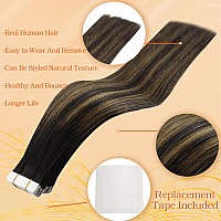 Full Shine Straight Hair Extensions Tape In Human Hair 1B Balck Fading To 6 Brown And 1B Black Seamless Skin Weft Hair Extension