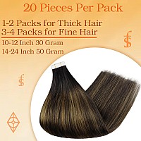 Full Shine Straight Hair Extensions Tape In Human Hair 1B Balck Fading To 6 Brown And 1B Black Seamless Skin Weft Hair Extension