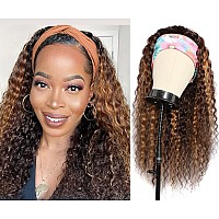 Wenyan Omber Headband Wig Human Hair Deep Wave 427 Highlight Curly Headband Wigs For Black Women Human Hair Glueless None Lace