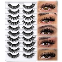 Mink Lashes Fluffy 5 Styles False Eyelashes Strip Wispy Fake Eyelashes Thick Volume 18Mm Long Faux Mink Eye Lashes Pack 10 Pairs