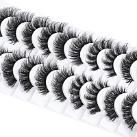 Mink Lashes Fluffy 5 Styles False Eyelashes Strip Wispy Fake Eyelashes Thick Volume 18Mm Long Faux Mink Eye Lashes Pack 10 Pairs