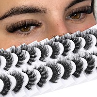 Mink Lashes Fluffy 5 Styles False Eyelashes Strip Wispy Fake Eyelashes Thick Volume 18Mm Long Faux Mink Eye Lashes Pack 10 Pairs