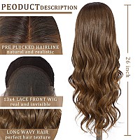 Sapphirewigs Long Brown Wavy Wig For Women 134 Highlight Brown Wig Invisible Knots Glueless Wig Synthetic Curly Wig For Daily