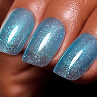 Glitter Gel Polish Clear Blue Iridescent Glitter Gel Nail Polish Sparkle Shimmer Gel Glitter Nail Polish Summer Rainbow Soak Of