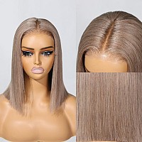 Beauty Forever Bye Bye Knots 7X5 Pre Cut Lace Light Ash Brown Straight Bob Wig Human Hair With Bleached Knots Put On And Go Glu