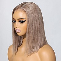 Beauty Forever Bye Bye Knots 7X5 Pre Cut Lace Light Ash Brown Straight Bob Wig Human Hair With Bleached Knots Put On And Go Glu