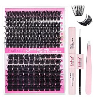 Fadlash Lash Extension Diy Kit Volume Fluffy Lash Clusters D Curl Cluster Lashes With Lash Bond And Seal Lash Tweezers For Diy E