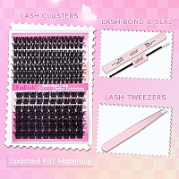 Fadlash Lash Extension Diy Kit Volume Fluffy Lash Clusters D Curl Cluster Lashes With Lash Bond And Seal Lash Tweezers For Diy E