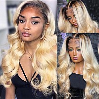 Smavida Glueless Ombre Blonde Lace Front Wigs Human Hair For Black Women 13X4 1B613 Body Wave Lace Front Wigs 150 Density Hd Tr