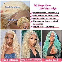 13X4 Hd Blonde Lace Front Wigs Human Hair Pre Plucked 150 Density 613 Deep Wave Lace Front Wigs Hd Transparent Undetectable Mel