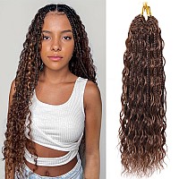 Liyate P430 Brown Goddess Bohemian Crochet Box Braids 24 Inch 7 Packs Boho Crochet Hair For Women Pre Looped Gypsy Braids Synth