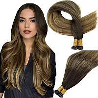 Full Shine Genius Weft Hair Extensions Human Hair Hand Tied Weft Extensions Color Dark Brown To Ash Brown Mix Blonde Brown Human