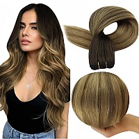 Full Shine Weft Hair Extensions Sew In Hair Extensions Real Human Hair Color Dark Brown To Ash Brown Mix Blonde Straight Hair We