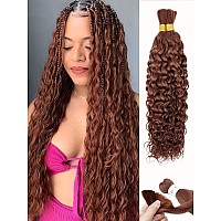 Brown Braiding Hair Water Wave 100G 14 Inch Color 30 Deep Wave 2 Bundles Bulk Human Hair For Braiding 10A Brazilian Virgin Aubur