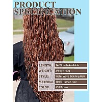 Brown Braiding Hair Water Wave 100G 14 Inch Color 30 Deep Wave 2 Bundles Bulk Human Hair For Braiding 10A Brazilian Virgin Aubur