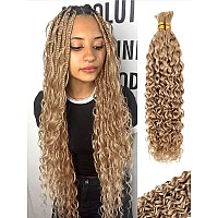 Blonde Braiding Hair Water Wave 100G 20 Inch Honey Blonde Deep Wave 2 Bundles Bulk Human Hair For Braiding Highlight Curly Hair