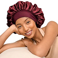 Yanibest Silk Bonnet For Sleeping Women Double Layer Satin Lined Hair Bonnets For Sleeping Soft Elastic Band Silk Sleep Cap For