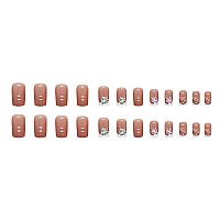 24 Pcs Square Press On Nails Medium Sunjasmine Summer Butterfly And French Fake Nails Glue On Nails Glossy False Nails With Na