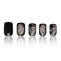 24 Pcs Square Press On Nails Medium Sunjasmine Summer Black Vine Fake Nails Glue On Nails Glossy False Nails With Nail Glue A