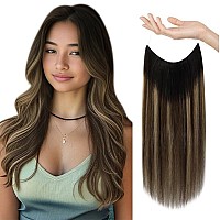 Sunny Invisible Wire Hair Extensions Black Ombre Clip In Hair Extensions With Transparent Wire Balayage Black Roots To Dark Brow